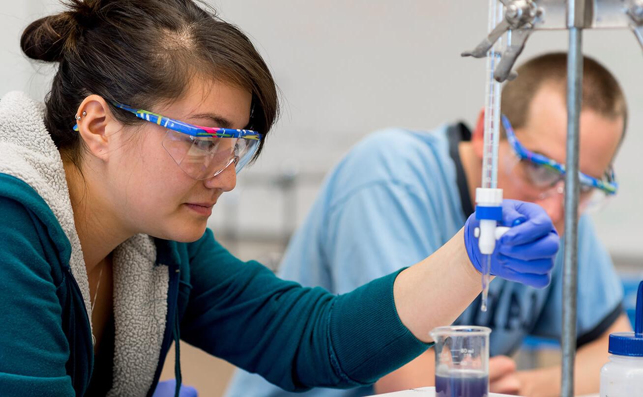 Two students in science lab